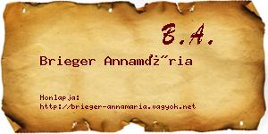 Brieger Annamária névjegykártya